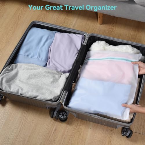 OTraki Medium Mesh Laundry Bags 20x24 inch Zipper Lingerie Bags for Washing Delicates Laundry Mesh Bag Machine Washable for Travel Dorm Hotel Camp, Don't Drying, Melting 140-176℉ White | Zipper Lingerie Bags for Washing Delicates Laundry Mesh Bag Machine