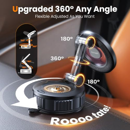2026 Upgraded Vacuum Car Phone Holder for Magsafe [108+LB Strongest Suction & 3000gf Strongest Magnetic] 360° Adjustable Magnetic Phone Holders for Car for iPhone 17-12 Pro Max Plus Air Pink - color: Pink