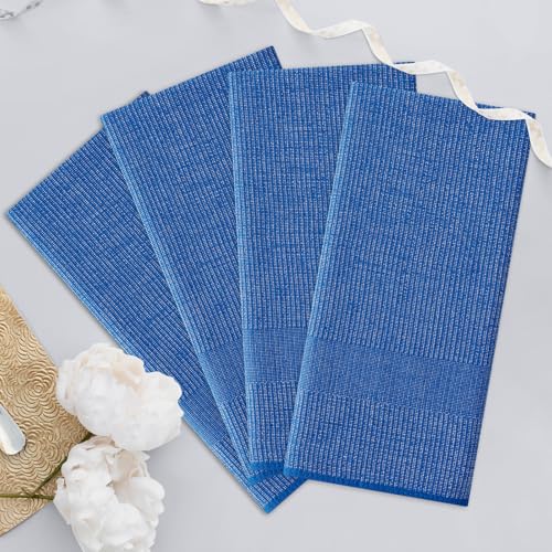 Homaxy Premium Kitchen Towels(18”x 28”, 3 Pack), Large Cotton Kitchen Hand Towels, Flat and Terry Dish Towels, 380 GSM Highly Absorbent Tea Towel Set with Hanging Loop, Blueberry - color: Blueberry, style: 3-pack