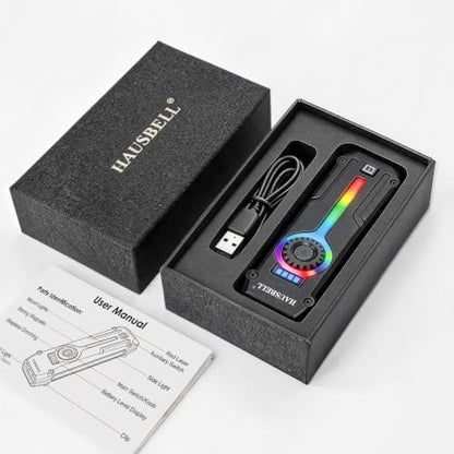HAUSBELL Flat EDC Flashlight,1800 Lumen UV Magnetic Rechargeable Pocket | Stepless Dimming Dial,Stainless Steel Body,RGB+UV,USB-C Fast Charge,Magnetic Base,Waterproof, for Work,Camping & Emergency - color: Black