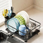 AIDERLY Auto Drain Metal Dish Drying Rack Dish Drainers, All Black | with Draining Tray, Strainer, for Kitchen Counter, Sink - color: All Black