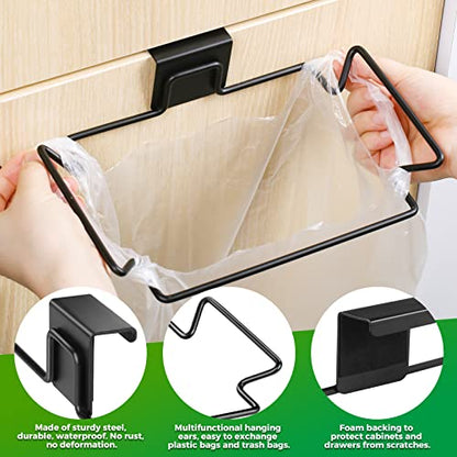 Trash Bag Holder,2 Pack | for Cabinet Door and Cupboards,Stainless Steel,Black,Plastic Bag Holder under Sink,Use for Kitchen,Bathroom,Camper - color: Black