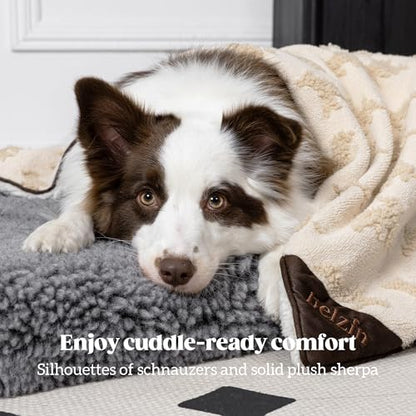 PELZIN Embossed Sherpa Dog Blankets for Small Dogs - Waterproof Cat Blankets for Indoor Cats - Heavy Duty Couch Cover Protector - Soft Reversible Throw Furniture Protection - Small, Cream - size: S - 25"x35"