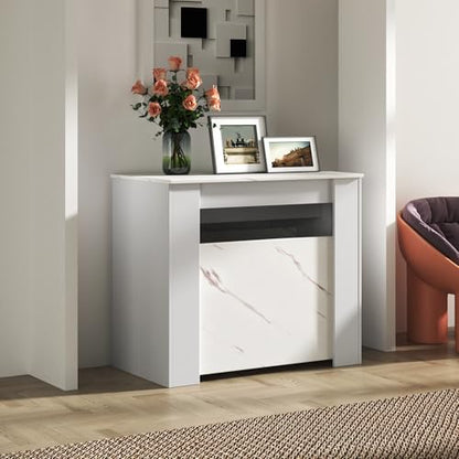 Extendable Dining Table, Transformer Console Table for 1-12 People, Folding Space Saving Dining Room Table for Homes, Apartments, Marble White - color: A4 Marble White