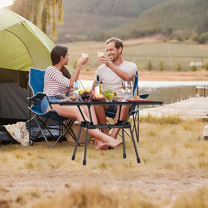 GARLLEN Folding Camping Table 176LBS Capacity, 4 Adjustable Height Roll-up Camping Table with Carrying Bag, Portable Aluminum Picnic Table for BBQ, Cooking, Outdoor, Tabletop 35" L x 16" W - size: Tabletop Size: 35"L x 16"W