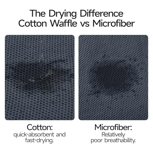 REDKISS 100% Cotton Waffle Weave Bath Towels 4 Piece - 27.5x55 Inches| Lightweight, Quick Dry & Highly Absorbent,Perfect for Spa, Gym, Travel, Guest Bathroom-Dark Gray - color: Dark Gray