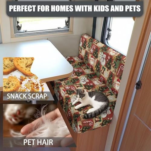 Xmas Buffalo Grid RV Dinette Cushion Covers Christmas Camper Cushion Slipcovers Sofa Furniture Covers for RV Camper Include 1 Bench Cover and 1 Backrest Cover Washable RV Accessories - color: Buffalo Grid