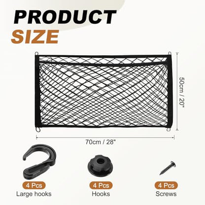 PATIKIL Truck Cargo Net, 28 x 20 Inch Polyester Adjustable Trunk Bed Net Stretchable Mesh Storage Organizer with 8 Hooks Universal for Pickup Trucks SUV Cars, Black - size: 28 x 20 Inch