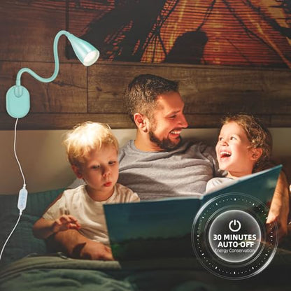 LED Wall Mounted Bedside Reading Light, 3 Color Modes,10 Brightness Dimmable, USB Charging Port, Adhesive Wall Lamp Night Light for Books in Bed, Flexible Neck Eye-Caring Bedroom Lighting Teal - color: Teal
