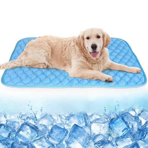 Dog Cooling Mat Self Cool Pad for Dogs and Cats, Washable Portable Pet Sleeping Pad for Summer,X-Large 47.2" *27.6" - color: Blue, size: X-Large