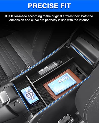 Autorder Center Console Organizer for 2023-2026 Honda HRV Accessories - Armrest Storage Box Secondary Insert Tray with Black&Red Mats - size: 2023+ HR-V Armrest Organizer