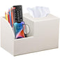 PU Leather Square Tissue Box Cover - Multi-Functional Tissue Box Holder, Tissue Box Cover with Storage,Tissue and Remote Control Holder, Cube Tissue Box Organizer Bedroom Nightstand End Table - color: Beige White