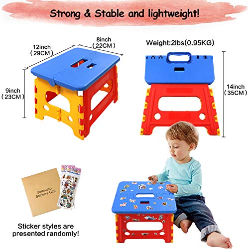 Kids Folding Step Stool for Toddlers Bathroom Sink – Safety Lock to Stable（1 Pack = Red+Blue） - color: Blue - Red