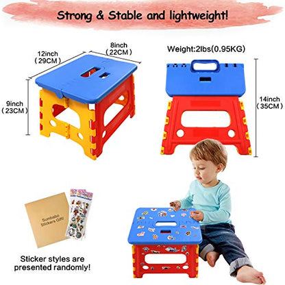 Kids Folding Step Stool for Toddlers Bathroom Sink – Safety Lock to Stable（1 Pack = Red+Blue） - color: Blue - Red