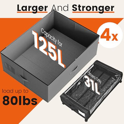 XXXXL 125L Under Bed Storage, Storage Containers with Support & Clear Lid, Support Frame, Underbed Storage Bins for Clothes, Shoes, Blankets, and Toys 2 pack - size: No-wheels-125L-2pack