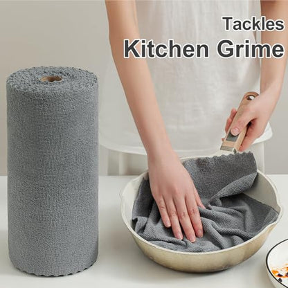 80 Pack Microfiber Cleaning Cloth Roll Reusable Paper Towels 12"x12" Tear Away Cloth, Microfiber Towels for Cars, Wash Cloths, Lint Free Dark Grey Rags for House, Kitchen,Window,Cleaning Supplies - color: Dark Grey