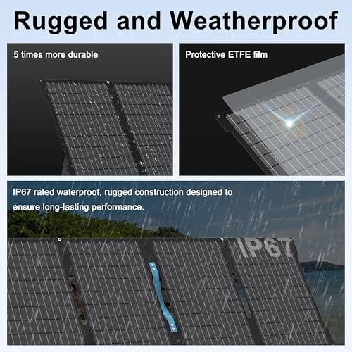 60W Portable Solar Panels Chargers with USB-C, USB-A and DC Outputs Foldable IP67 Waterproof Solar Panel for Camping,Power Emergency for Small Power Station,Phones, Power Banks - style: EP-60W
