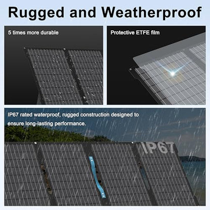 60W Portable Solar Panels Chargers with USB-C, USB-A and DC Outputs Foldable IP67 Waterproof Solar Panel for Camping,Power Emergency for Small Power Station,Phones, Power Banks - style: EP-60W