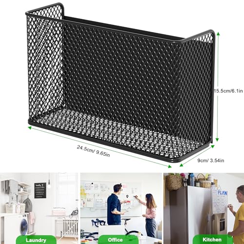 Magnetic Baskets Shelf Bins Organizer Holder Storage Rack Containers for Fridge, Whiteboard, Locker - Home Kitchen Laundry Office School - style: (1-Pack) Black/L