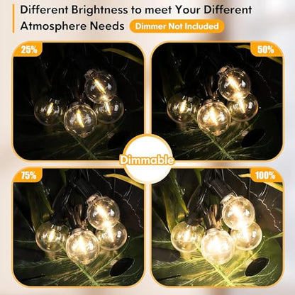 60FT Outdoor String Lights Waterproof, Bright 2700K LED Patio Lights String with 30+1 G40 Shatterproof Globe Bulbs, Connectable Edison String Lights for Outside, Garden, Balcony, Porch - size: 60FT