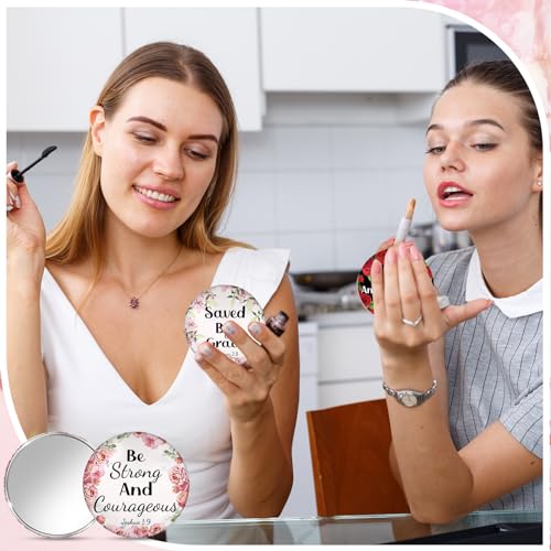 36 Pcs Mini Christian Compact Mirror Christian Gifts Bulk Floral Bible Verse Mini Compact Mirrors Religious Scripture Gifts Inspirational Portable Mirror for Women Coworkers Church Party Favors