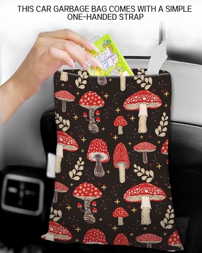 Car Trash Can, Durable Hanging Car Trash Garbage Bag, Cute Automotive Garbage Cans Organizer, Cute Red Mushroom - color: Cute Red Mushroom
