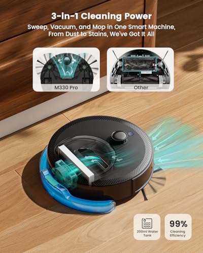 Lefant LiDAR Robot Vacuum and Mop, Smart Mapping and Obstacle Avoidance, Tangle-Free Pet Hair, 2.4G/5G WiFi App Control, Slim Design for Wider Coverage, Carpet Detection, M330 Pro - color: Black