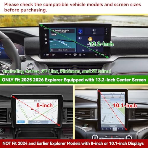 Dashboard Organizer Tray Compatible with 2025 2026 Ford Explorer Active/ST-Line/Platinum/ST Accessories (13.2-Inch Screen ONLY) – Custom Fit ABS Dash Storage Box Behind Screen Organizer