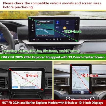 Dashboard Organizer Tray Compatible with 2025 2026 Ford Explorer Active/ST-Line/Platinum/ST Accessories (13.2-Inch Screen ONLY) – Custom Fit ABS Dash Storage Box Behind Screen Organizer