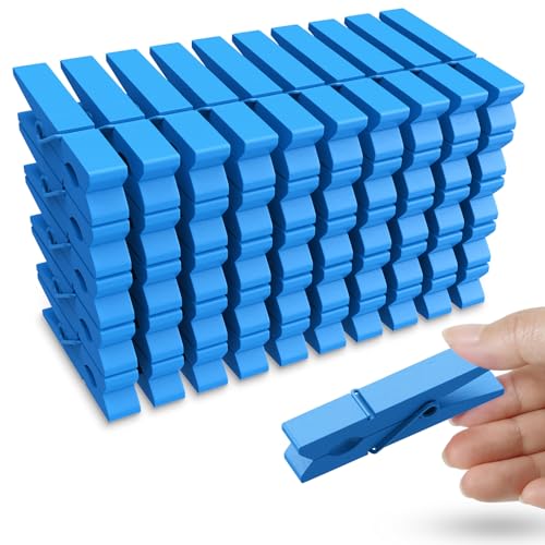 50PCS Colored Wooden Clothespins, 2.9inch Deep Blue Clothes Pins for Clip Pictures Photos Decorative, Small Colorful Wood Decoration Closepins Clips - color: Deep Blue