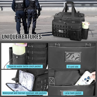 LIWSHWZ Patrol Bag Law Enforcement,Police Gear Bag for Car Front Seat Organizer with 15.6” Laptop Layer and Cup Holders,Multiple Compartments Police Duty Bags Fit Vehicle Passenger Seat - size: 17.32" L x 9.05" W x 11.4" H