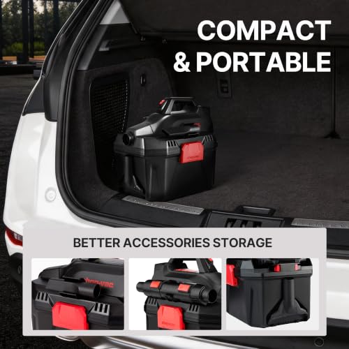 Shop-Vac Cordless 3-in-1 Wet/Dry Vacuum with Detachable Blower, 2 Gallon 20V Shop Vacuum for Car, Garage, Workshop & Jobsite, Charger Included, 5430082