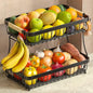 Sevenblue 2 Tier Large Fruit Basket for Kitchen Counter with 2 Mobile Banana Hangers, 2026 Pro Detachable Metal Fruit Bowl with Wooden Handle (Black, 2 Tier Extra Large) - color: Black, size: 2 Tier Extra Large