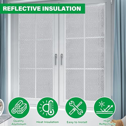 winemana Window Insulation Roll, 24IN x 20FT Reflective Heat Shield Bubble Film, Double-Sided Aluminum Foil Insulation, Weatherproof Garage Door Cover for Windows, RV, Basement, Winter & Summer - size: 24 in x 20 ft