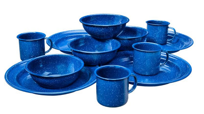 4-Person Enamelware Dining Set for Camping and Backpacking - Camping Gear Essentials for Camping and Backpacking by Caddis Sports