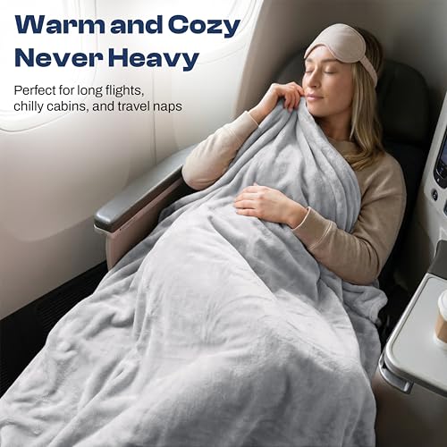 EverSnug Travel Blanket and Pillow - Ultra-Soft, Compact & Lightweight, 65x40 Inches, with Carry Case, Luggage Sleeve & Backpack Clip for Airplane Comfort (Light Grey) - color: Light Grey