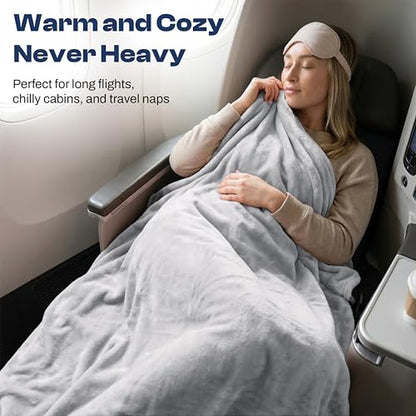 EverSnug Travel Blanket and Pillow - Ultra-Soft, Compact & Lightweight, 65x40 Inches, with Carry Case, Luggage Sleeve & Backpack Clip for Airplane Comfort (Light Grey) - color: Light Grey