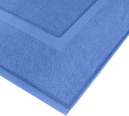 Utopia Towels Cotton Banded Rug, Bath Mats, Not a Bathroom Rug, 21 by 34 Inches, 100% Ring Spun Cotton, Highly Absorbent Shower Bathroom Floor Mat, Electric Blue, 2 Pack - color: Electric Blue
