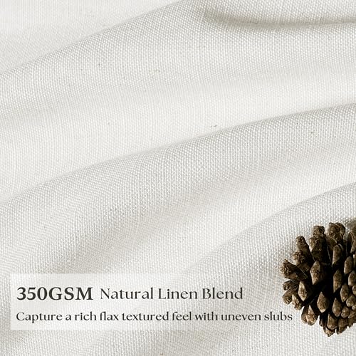 94 Inch Pinch Pleated Linen Curtains 2 Panels for Living Room Bedroom Country Farmhouse Burlap Flax Thick Linen Textured Semi Sheer Back Tab Pinch Pleat Hooks Rings 94 Inch Window Curtain Cream - color: Natural, size: 40"W x 94"L (Pack of 2)