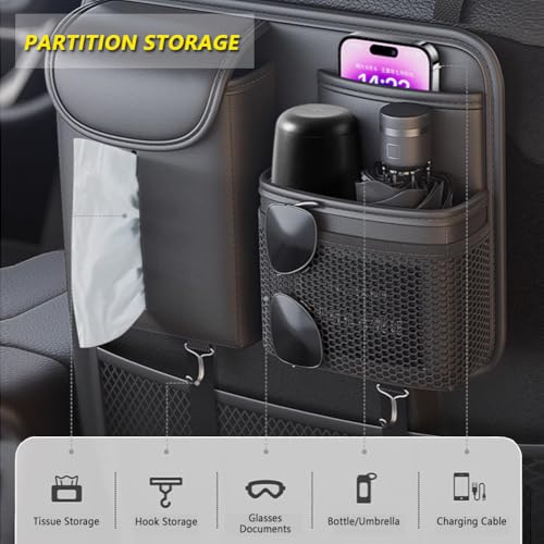 Tumecos Car Seat Back Storage Bag,Backseat Organizer with Tissue Box, Large Capacity Rear Seat Storage Pocket, Universal for Most Vehicles - style: Style A
