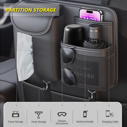 Tumecos Car Seat Back Storage Bag,Backseat Organizer with Tissue Box, Large Capacity Rear Seat Storage Pocket, Universal for Most Vehicles - style: Style A