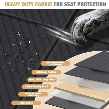 Lekereise Dog Car Seat Cover for Back Seat,Large Hard Bottom Dog Hammock for Car,Camping Air Mattress, Hammock Travel Bed for Truck Car SUV (Black)