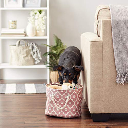 Bone Dry Pet Storage Collection Lattice Paw Print, Rose, Small Round - color: Rose, size: Small Round