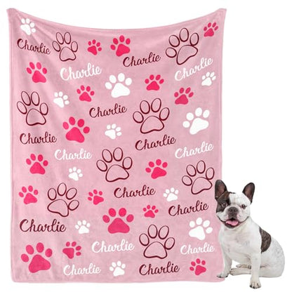 Personalized Dog Blanket, Customized Pet Blankets with Name Picture, Throw Blanket for Small Medium Large Dog Puppy Cat - color: A-pink