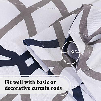H.VERSAILTEX Blackout Curtain Valances for Kitchen/Bathroom - Thermal Insulated Window Valances for Living Room/Bedroom Rod Pocket Short Curtain 1 Panel, 52x18 inch, Geo in Dark Denim and Grey - color: Geo in Dark Denim and Grey