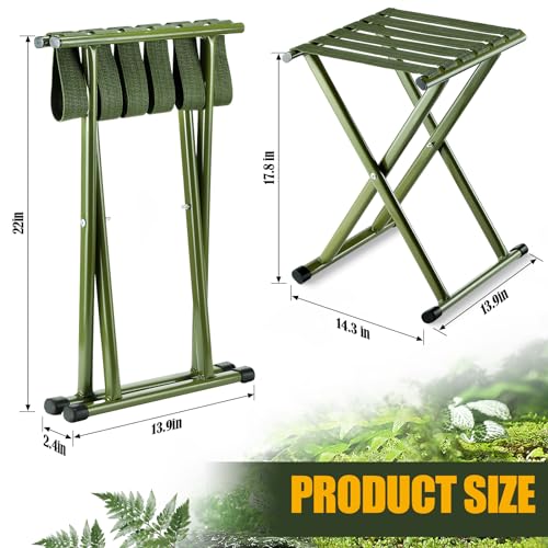 Menkxi 2 Pcs Folding Camping Stool Portable 17.8 Height Stool Lightweight Chair Foldable Camping Seat Hold up to 600 Lbs for Outdoor Walking Hiking Fishing Hunting Travel Gardening, Green