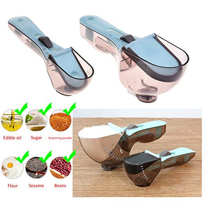 Kare & Kind 2x Adjustable Measuring Cups/Spoons - Large and Small - Imperial and Metric - Oz, Ml, Cups, Tbsp, Tsp - Adjustable Space Saving Kitchen Tool for Cooking and Baking - Wet and Dry