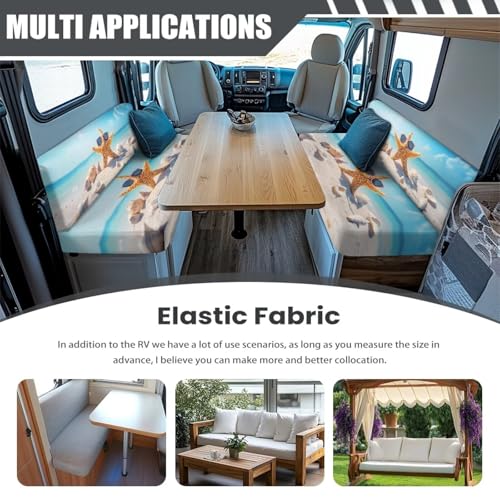 Beach Sea RV Dinette Cushion Covers Stretch Camper Sofa Replacement Couch Cushion Slipcovers Washable Camper Seat Bench Slipcover for Travel Trailer Couch for Women - color: Beach Sea