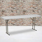 EMMA + OLIVER 6' Rectangular Plastic Folding Table, Long Plastic Foldable Table for Residential Indoor/Outdoor Events, White - color: Granite White