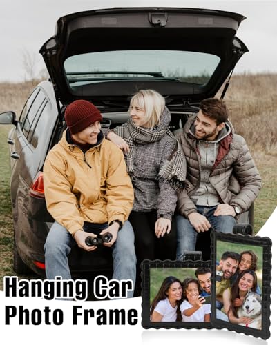 COOLYOUTH 2Pcs Car Picture Frame Car Visor Clip Picture Holders Leather Magnetic Photo Frames with Clip (2, Leather-Black) - color: Leather-Black